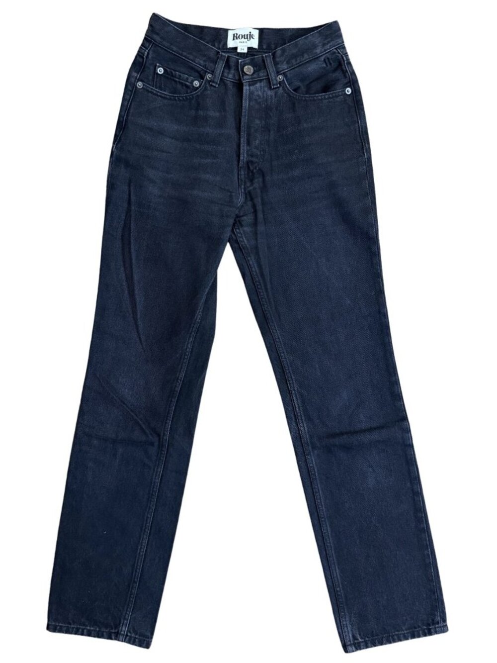 Rouje Paris Germain Black Denim Straight Leg Jeans EUC $210 Sz 24